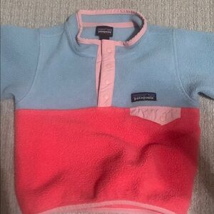 Patagonia Blue and Pink Fleece Hoodie